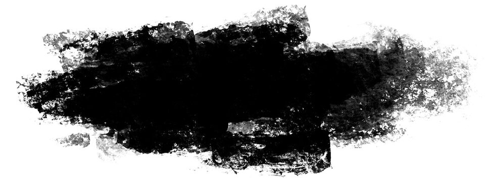 Wall Mural -  - Abstract black brush stroke smudge, random splash of black paint, masking shapes for manipulation purposes, isolated object illustration with transparent background