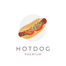 Chicago Hot Dog Vector Illustration Logo