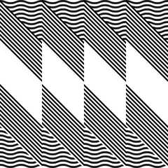 Leinwandbilder - Modern abstract geometric contemporary vector seamless diagonal pattern with simple elements and shapes. Graphic black and white minimalist background.