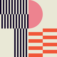 Fototapete - Modern vector abstract  geometric background with circles, rectangles and squares  in retro scandinavian style. Pastel colored simple shapes graphic pattern. Abstract mosaic artwork.