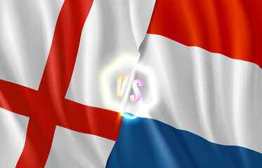 Poster - England versus France game score table template. 3d vector illustration with neon label