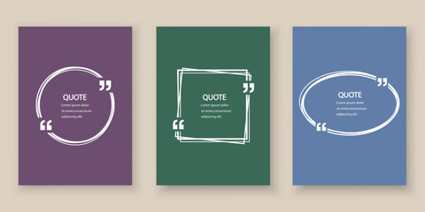 Quote box frame blank templates collection.Geometric frames with quote marks and text citation. Templates of texting black line quote frames .Texting quote boxes.Vector colorful banners