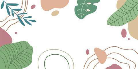 Leinwandbilder - Abstract tropical floral frame illustration in trendy design style