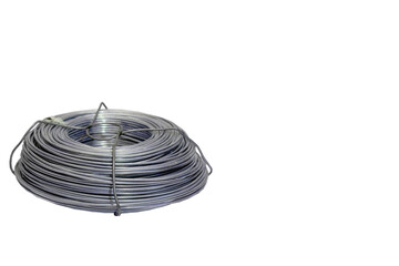 White galvanised tie wire or coir isolated on white background.