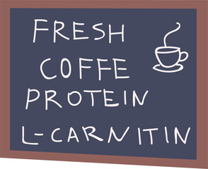 Poster - Handwritten menu chalkboard for cafe semi flat color raster object. Coffee bar for bodybuilders. Full sized item on white. Simple cartoon style illustration for web graphic design and animation