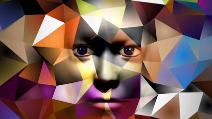 Wall Mural - human face on colorful polygonal background