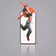Professional dancer jumping in a smartphone screen