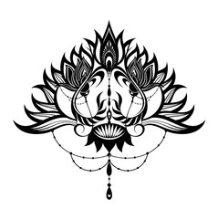 Poster - Eastern ethnic floral symbol.  Lotus flower. Decorative pattern for henna, mehndi, tattoos, room decoration.