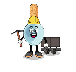 Mascot Illustration of cooking spoon miner