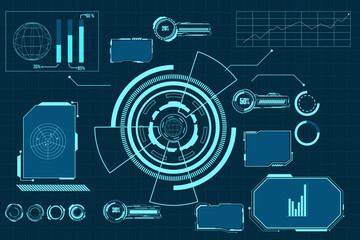 Wall Mural - abstract technology futuristic concept hud interface hologram elements of digital data and circle