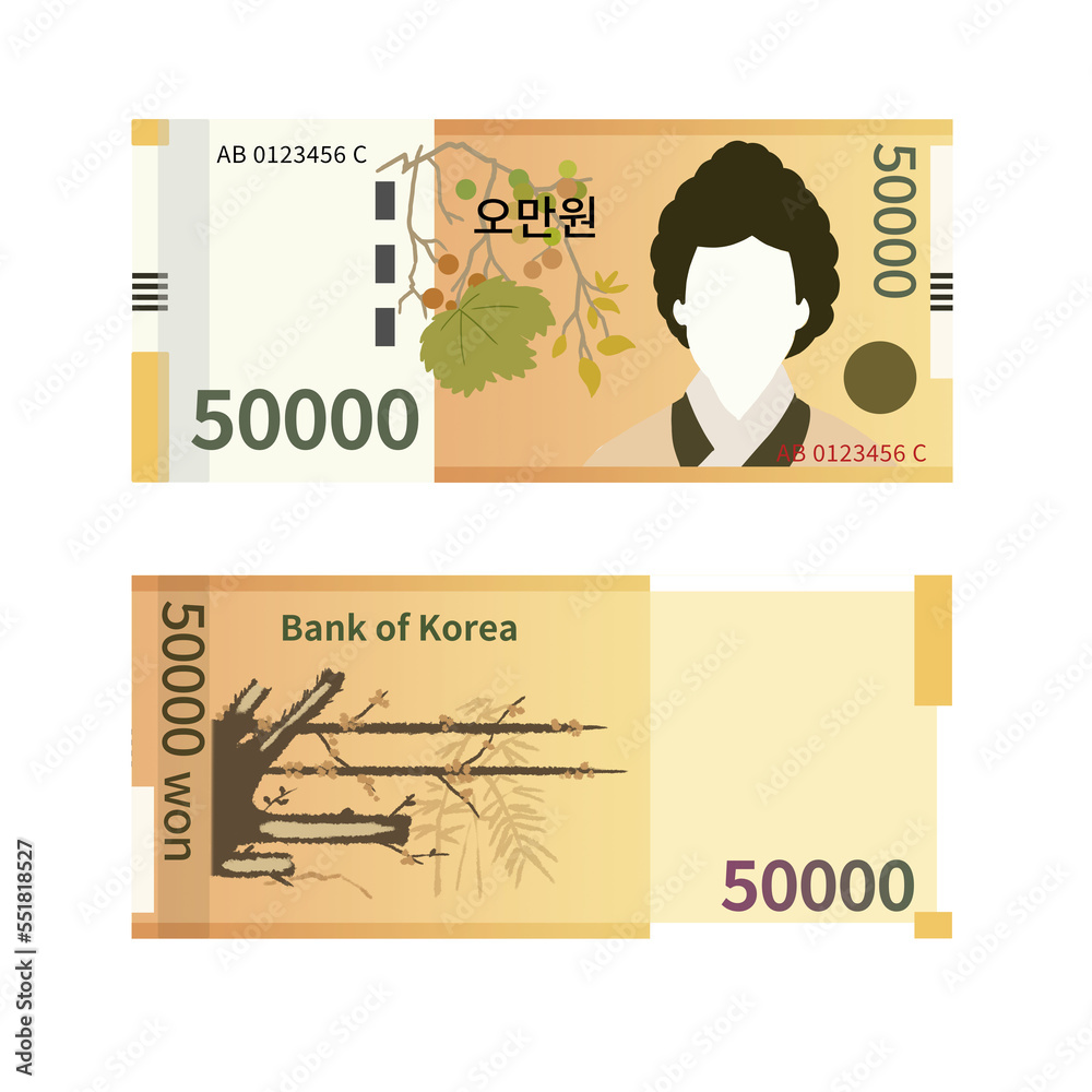 5만원 지폐 화폐 돈 일러스트 스톡 일러스트레이션 | Adobe Stock