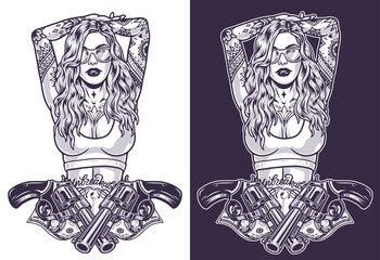 beauty tattoo girl monochrome logotyp