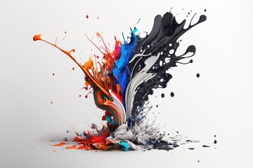 exploded colored paint on bright background Royalty-free fictitious generative AI artwork that doesn't exist in real life.