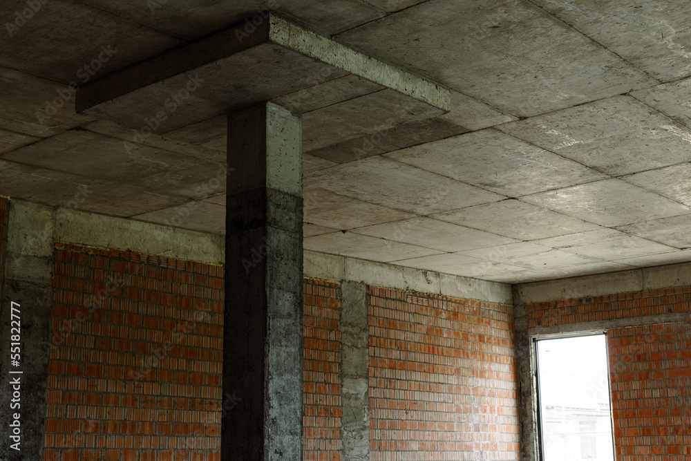 Normal Ceiling Slab Floor slabs in the construction of the house. The foundation of a multi ...