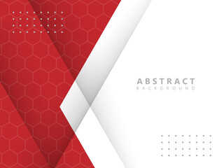 Wall Mural - hexagon red and white abstract background with modern shadow lines