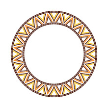 Tribal African Frame. Round Ethnic Pattern. Sun Flower Geometric Texture.