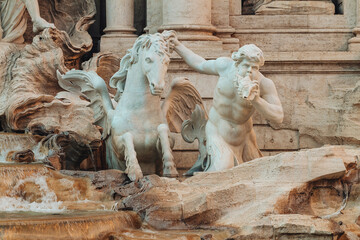 Wall Mural - Rome, Italy- November 2022: The beautiful architecture of the famous Trevi fountain