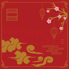 Wall Mural - Chinese flat design template square background