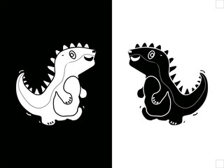 high contrast card for kids with a silhouette of a dinosaur
