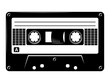 Audio cassette tape silhouette, retro 80's Mixtape eps vector art image illustration isolated on white background.