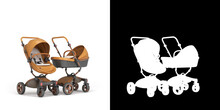 New Modern Leather Stroller Transformer 3d Render On White With Alpha