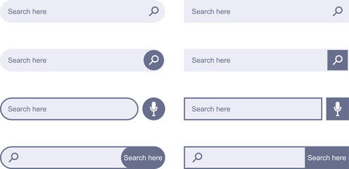Poster - Search Bar for UI design. Set of elements for design interface of website. Search form. Navigation bar web icons.