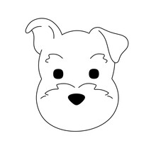 Vector Isolated Cute Cartoon Terrier Dog Head Portrait Front View Colorless Black And White Contour Line Easy Drawing