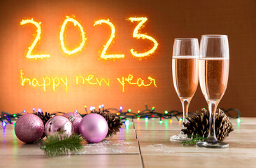 New Year's Eve party background wishing happy 2023.