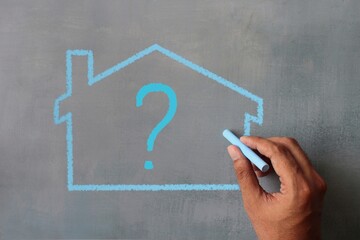 House and question mark. Real estate house mortgage question and answer concept