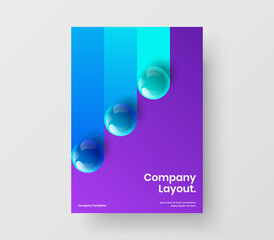 Wall Mural - Original journal cover A4 design vector template. Modern 3D balls flyer illustration.