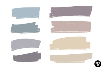 Poster - Vector brush stroke set. Pastel collor artistic small artistic backdrops collection. Abstract backgrounds.