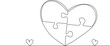heart puzzle sketch, continuous line drawing, vector
