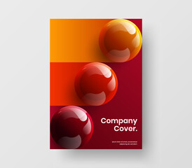 Wall Mural - Colorful 3D spheres leaflet layout. Modern handbill design vector template.
