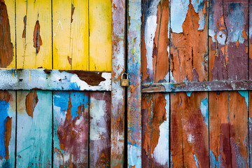 Wall Mural - colorful painted wooden door background