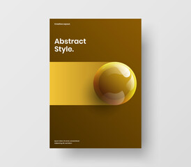 Wall Mural - Unique realistic spheres brochure layout. Clean magazine cover vector design template.