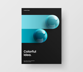 Fresh realistic spheres booklet illustration. Trendy annual report design vector template.