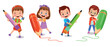 © Veysel - cartoon caharecter happy kid studynig and learning