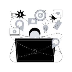 Poster - internet addiction abstract concept vector illustration. real-life substitution, living online disor