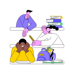 Poster - boring lecture isolated cartoon vector illustrations. group of students feeling bored at lecture, de