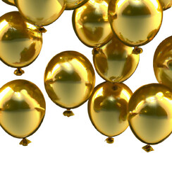 3D gold balloons transparent background