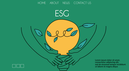 Wall Mural - Sustainable environment banner. ESG concept. Vector illustration for website, landing page