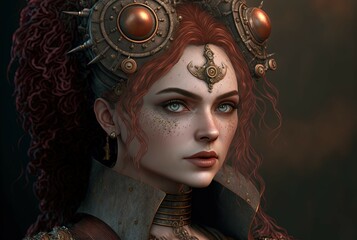 Steampunk Queen. Generative AI, non-existent person.	