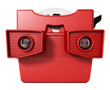 Red Vintage 3D Slide Viewer On Transparent Background.