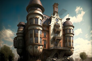 Wall Mural - Steampunk town and buldings