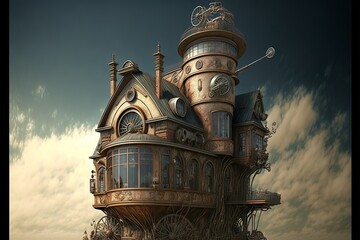 Wall Mural - Steampunk town and buldings