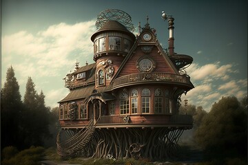 Steampunk buldings and town