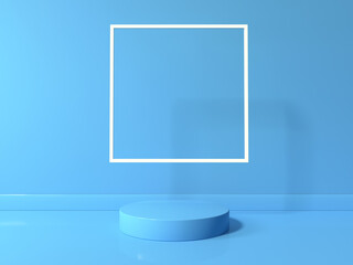 Poster - Podium with a square frame in a room - 3D render
