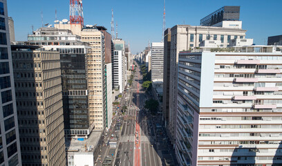 Fototapete - Aerial view of Avenida Paulista in Sao Paulo city, Brazil.