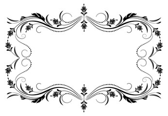 Poster - Decorative retro frame with floral ornament and border in  luxurious victorian style for decor booklet cover, invitation, congratulations or presentation