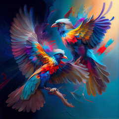 Colourful Birds Flying